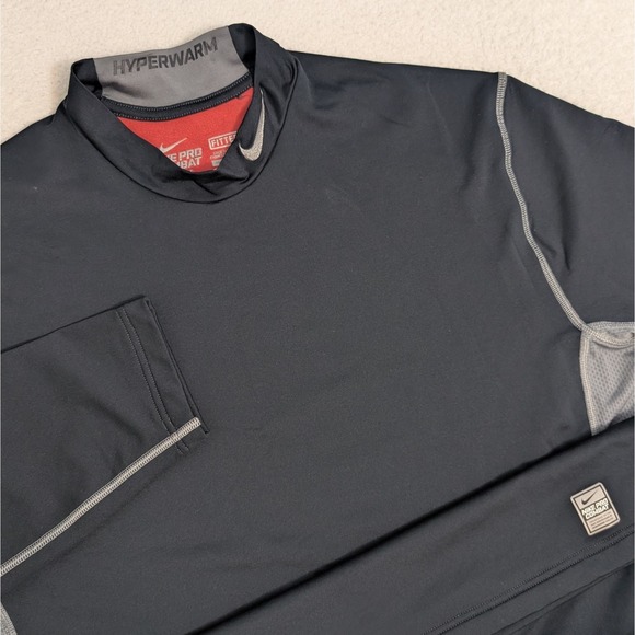 Nike Pro DriFit Combat Hyperwarm Long Sleeve Shirt Mens 2XL Fitted Mockneck - Picture 1 of 7